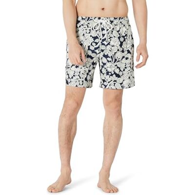 Amazon Essentials Herren Badeshorts Badehose Herren Kurz mit Netzfutter, Taschen und Kordelzugverschluss, Marineblau Folk Floral, XL Amazon Essentials Herren Badeshorts Badehose Herren Kurz mit Netzfutter, Taschen und Kordelzugverschluss, Marineblau Folk Floral, XL
