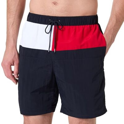 Tommy Hilfiger Herren Badeshorts Long Drawstring mit Tunnelzug, Blau (Desert Sky), S Tommy Hilfiger Herren Badeshorts Long Drawstring mit Tunnelzug, Blau (Desert Sky), S