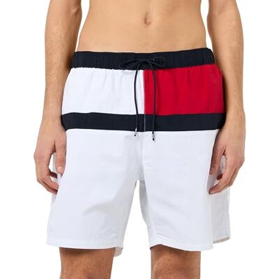 Tommy Hilfiger Herren Badeshorts Long Drawstring mit Tunnelzug, Weiß (Th Optic White), XL Tommy Hilfiger Herren Badeshorts Long Drawstring mit Tunnelzug, Weiß (Th Optic White), XL