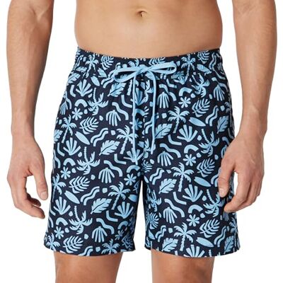 Amazon Essentials Herren Badeshorts Badehose Herren Kurz mit Netzfutter, Taschen und Kordelzugverschluss, Marineblau Tropisch, S Amazon Essentials Herren Badeshorts Badehose Herren Kurz mit Netzfutter, Taschen und Kordelzugverschluss, Marineblau Tropisch, S