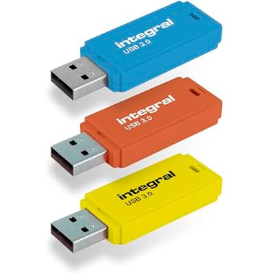 Integral Neon USB 3.0 64GB Flash-Laufwerk 3er-Pack (Blau/Gelb/Orange) Integral Neon USB 3.0 64GB Flash-Laufwerk 3er-Pack (Blau/Gelb/Orange)