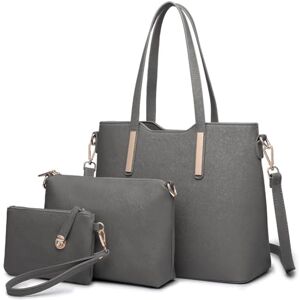 Miss Lulu Handtasche Damen Shopper Schultertasche Groß Henkeltasche Tragetasche Aktentasche Tasche Tote für Büro Schule Einkauf Reise Elegant PU Leder 3 Stück Set Miss Lulu Handtasche Damen Shopper Schultertasche Groß Henkeltasche Tragetasche Aktentasche Tasche Tote für Büro Schule Einkauf Reise Elegant PU Leder 3 Stück Set