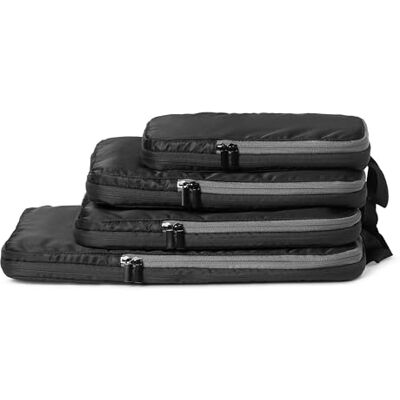 Amazon Essentials Packwürfel Kompression, Ultraleichte Organizer mit Reißverschluss, Recyceltes rPET, 4er-Pack, Schwarz, für Reisen Amazon Essentials Packwürfel Kompression, Ultraleichte Organizer mit Reißverschluss, Recyceltes rPET, 4er-Pack, Schwarz, für Reisen