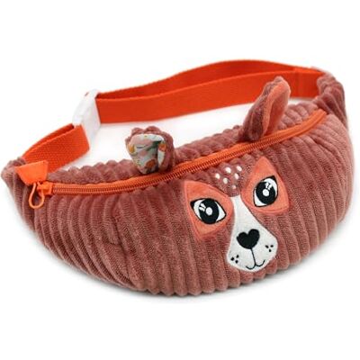 LES DÉGLINGOS Melimelos la biche Bauchtasche für Kinder, aus geripptem Velours, 21 x 9 cm, Terrakotta, ab 3 Jahren LES DÉGLINGOS Melimelos la biche Bauchtasche für Kinder, aus geripptem Velours, 21 x 9 cm, Terrakotta, ab 3 Jahren