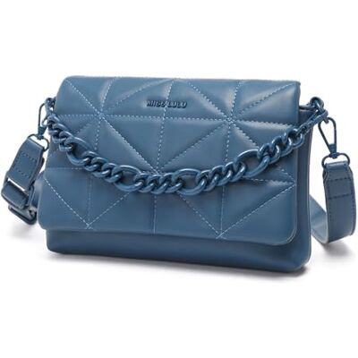 Miss Lulu Kleine Umhängetaschen für Frauen, Weiche Klassische Gesteppte Handtaschen mit Breitem Riemen, PU-Leder Wasserdichte Handy-Schultertasche als Geschenk für Mädchen (Klassisch Blau) Miss Lulu Kleine Umhängetaschen für Frauen, Weiche Klassische Gesteppte Handtaschen mit Breitem Riemen, PU-Leder Wasserdichte Handy-Schultertasche als Geschenk für Mädchen (Klassisch Blau)