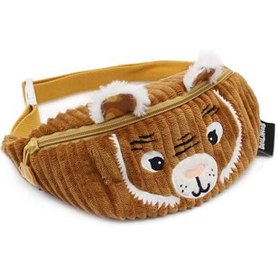 LES DÉGLINGOS Bauchtasche für Kinder, Speculos, Tiger, aus geripptem Velours, 21 x 9 cm, Kasonade, ab 3 Jahren LES DÉGLINGOS Bauchtasche für Kinder, Speculos, Tiger, aus geripptem Velours, 21 x 9 cm, Kasonade, ab 3 Jahren