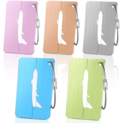 Alyvisun 5Stk Kofferanhänger, Gepäckanhänger Flugreise mit Adressschild, Aluminium Koffer Anhänger Kofferschilder Anhänger aus Metall zum schnellen Auffinden von Reisetaschen für Gepäck Handtasche Alyvisun 5Stk Kofferanhänger, Gepäckanhänger Flugreise mit Adressschild, Aluminium Koffer Anhänger Kofferschilder Anhänger aus Metall zum schnellen Auffinden von Reisetaschen für Gepäck Handtasche