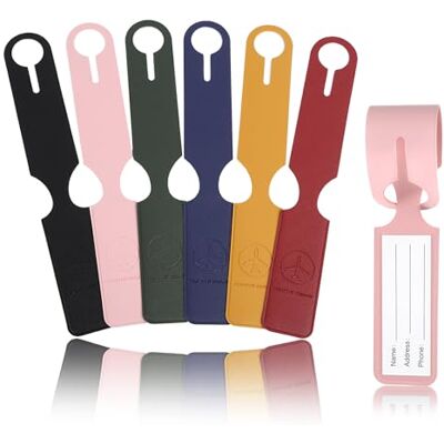 Cozary 6 Stück Kofferanhänger, Gepäckanhänger für Koffer mit Namenschild, PU Leder Koffer Anhänger, Adressanhänger Tag Kofferanhänger für Kreuzfahrten, Geschäftsreise, Flugreise Cozary 6 Stück Kofferanhänger, Gepäckanhänger für Koffer mit Namenschild, PU Leder Koffer Anhänger, Adressanhänger Tag Kofferanhänger für Kreuzfahrten, Geschäftsreise, Flugreise