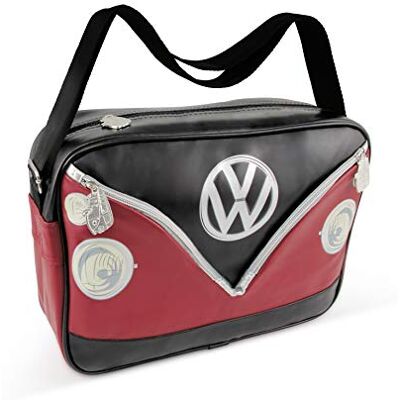BRISA VW Collection Große Unisex Volkswagen Schulter-Umhänge-Reise-Tasche-Freizeit-Bag mit T1 Bulli Bus Motiv (Bus Front/Schwarz/34cm) BRISA VW Collection Große Unisex Volkswagen Schulter-Umhänge-Reise-Tasche-Freizeit-Bag mit T1 Bulli Bus Motiv (Bus Front/Schwarz/34cm)