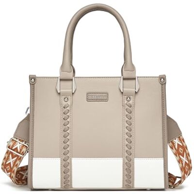 Miss Lulu Damen Handtaschen Mittelgroß mit breitem Schulterriemen Top Handle Taschen Crossbody Bag für Arbeit Reisen Miss Lulu Damen Handtaschen Mittelgroß mit breitem Schulterriemen Top Handle Taschen Crossbody Bag für Arbeit Reisen