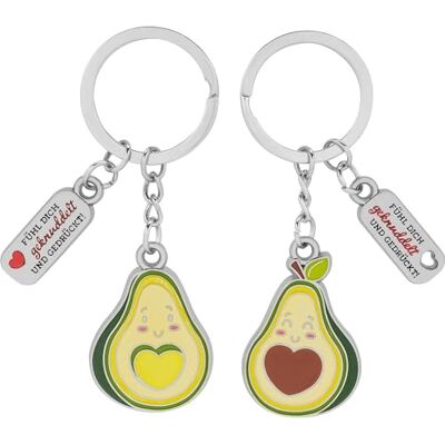 GRUSS & CO Paar-Schlüsselanhänger mit Motiv "Avocado" Anhänger-Set bestehend aus zwei Anhänger mit Schlüsselring, mit Charm mit Spruch Geschenk für zwei, für Paare 73824 GRUSS & CO Paar-Schlüsselanhänger mit Motiv "Avocado" Anhänger-Set bestehend aus zwei Anhänger mit Schlüsselring, mit Charm mit Spruch Geschenk für zwei, für Paare 73824