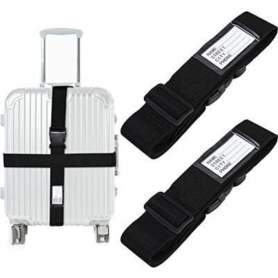 AiQInu Koffergurt Kofferband Koffergurte 2 Stück Einstellbare Kofferband Gurt mit Namensschildern und Adresse Gepäckgurt Luggage Strap für Koffer Rucksack Reisezubehör 2 Schwarz AiQInu Koffergurt Kofferband Koffergurte 2 Stück Einstellbare Kofferband Gurt mit Namensschildern und Adresse Gepäckgurt Luggage Strap für Koffer Rucksack Reisezubehör 2 Schwarz
