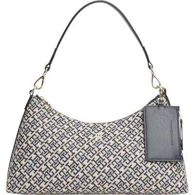 Tommy Hilfiger Damen Schultertasche Icon Jacquard mit Monogramm-Print, Mehrfarbig (Blue Mono), Einheitsgröße Tommy Hilfiger Damen Schultertasche Icon Jacquard mit Monogramm-Print, Mehrfarbig (Blue Mono), Einheitsgröße
