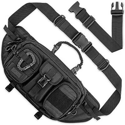 Fitdom Taktisch inspirierte große Bauchtasche für Herren, perfekte Techwear für Zubehör, EDC-Tasche für Herren, multifunktionale Hüfttasche, Schwarz, Large Fitdom Taktisch inspirierte große Bauchtasche für Herren, perfekte Techwear für Zubehör, EDC-Tasche für Herren, multifunktionale Hüfttasche, Schwarz, Large