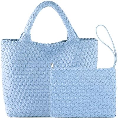 JINMANXUE Damen-Tasche in modischem Webdesign Shopping-Tasche, Reisetasche, Handtasche, Tragetasche, große Schultertaschen, Himmelblau, Large JINMANXUE Damen-Tasche in modischem Webdesign Shopping-Tasche, Reisetasche, Handtasche, Tragetasche, große Schultertaschen, Himmelblau, Large