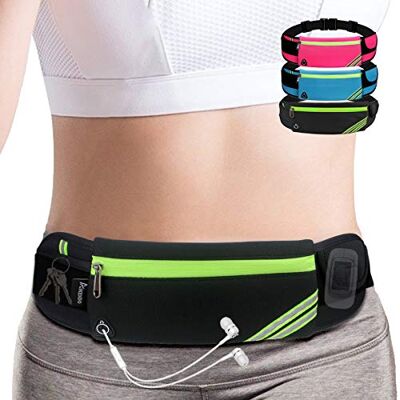 AIKENDO Lauftasche, Gürteltasche, Workout-Bauchtasche, federfrei, Jogging-Tasche, Reisegeld-Handyhalter für Laufzubehör, Schwarz, Einheitsgröße AIKENDO Lauftasche, Gürteltasche, Workout-Bauchtasche, federfrei, Jogging-Tasche, Reisegeld-Handyhalter für Laufzubehör, Schwarz, Einheitsgröße