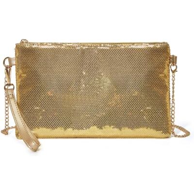 Miss Lulu Damen Fashion Pailletten Tasche Mini Clutch kleine Damen Kettentasche Umhängetasche für Hochzeiten, Dates und verschiedene Anlässe mit goldener Kette Miss Lulu Damen Fashion Pailletten Tasche Mini Clutch kleine Damen Kettentasche Umhängetasche für Hochzeiten, Dates und verschiedene Anlässe mit goldener Kette