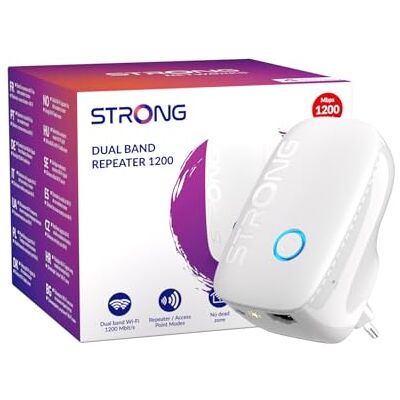 STRONG AC1200Mbit/s WLAN Verstärker Repeater, Dualband WLAN Internet Verstärker Extender, 100Mbit/s-Port, Access Point, Einfache Einrichtung, LED-Signalanzeige, WPS, WPA2-PSK-Sicherheit STRONG AC1200Mbit/s WLAN Verstärker Repeater, Dualband WLAN Internet Verstärker Extender, 100Mbit/s-Port, Access Point, Einfache Einrichtung, LED-Signalanzeige, WPS, WPA2-PSK-Sicherheit