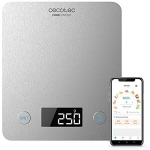 Cecotec Küchenwaage CookCOntrol 10000, mit App-verbindung, rostfreie Stahlverarbeitung, Druckgewicht ab 1 Gramm bis 5 Kilogramm, LCD-Bildschirm, extra flaches Design, Antifingerabdruck-Beschichtung Cecotec Küchenwaage CookCOntrol 10000, mit App-verbindung, rostfreie Stahlverarbeitung, Druckgewicht ab 1 Gramm bis 5 Kilogramm, LCD-Bildschirm, extra flaches Design, Antifingerabdruck-Beschichtung