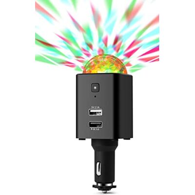 Technaxx USB Autoladegerät QC3.0 Schnellladung & USB-C mit Disco LED Sound Effekt 12V Zigarettenanzünder Ladegerät mit integriertem Akku für Auto, Camping, Strand TX-159 Technaxx USB Autoladegerät QC3.0 Schnellladung & USB-C mit Disco LED Sound Effekt 12V Zigarettenanzünder Ladegerät mit integriertem Akku für Auto, Camping, Strand TX-159