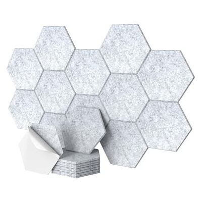 Relaxdays Akustikplatten, 36 Stück, selbstklebend, Hexagon, 30x26 cm, Schalldämmung gegen Lärm, Gaming Deko, grau Relaxdays Akustikplatten, 36 Stück, selbstklebend, Hexagon, 30x26 cm, Schalldämmung gegen Lärm, Gaming Deko, grau