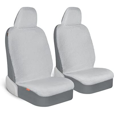 Carbella Aspen Grau Schaffell Sitzbezüge für Damen, 2 Stück Plüsch Kunstpelz Autositzbezüge für Vordersitze, niedliche universelle Passform, Sitzschoner für Auto, LKW, Van, SUV Carbella Aspen Grau Schaffell Sitzbezüge für Damen, 2 Stück Plüsch Kunstpelz Autositzbezüge für Vordersitze, niedliche universelle Passform, Sitzschoner für Auto, LKW, Van, SUV