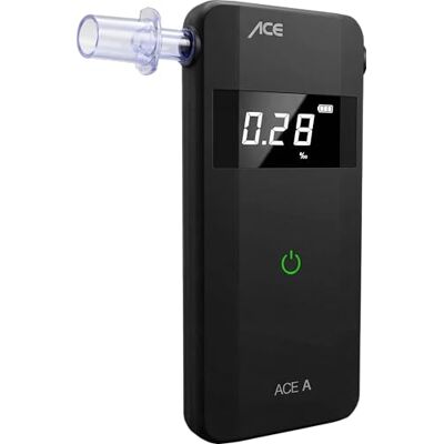 ACE A Alkotester digitaler Alkohol-/Promilletester Alkoholtester mit elektrochemischem Sensor und 1-Knopf-Bedienung, Schwarz ACE A Alkotester digitaler Alkohol-/Promilletester Alkoholtester mit elektrochemischem Sensor und 1-Knopf-Bedienung, Schwarz