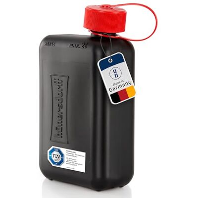 hünersdorff Kraftstoff-Kanister STANDARD 2 L, Ersatzkanister für Kleinwagen und Hybridfahrzeuge, HD-PE, made in Germany, TÜV-geprüfter Produktion, schwarz hünersdorff Kraftstoff-Kanister STANDARD 2 L, Ersatzkanister für Kleinwagen und Hybridfahrzeuge, HD-PE, made in Germany, TÜV-geprüfter Produktion, schwarz
