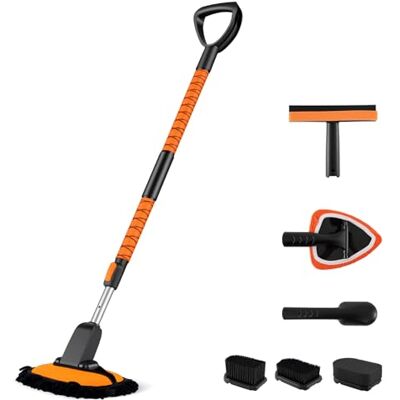 FANTASK 132 cm Auto Eiskratzer mit Besen, Auto Reinigungsbürst ausziehbar mit 180° drehbarer Bürstenkopf & Abnehmbarer Eisschaber, Schneebürste mit Schaumstoffgriff für LKW, PKW, SUV FANTASK 132 cm Auto Eiskratzer mit Besen, Auto Reinigungsbürst ausziehbar mit 180° drehbarer Bürstenkopf & Abnehmbarer Eisschaber, Schneebürste mit Schaumstoffgriff für LKW, PKW, SUV