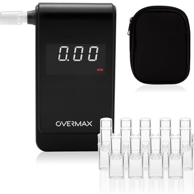 Overmax AD-10 Alkoholtester, Persönliches Alkoholmessgerät, Präzisionsmessung +/- 0,05 ‰ / 0,005% BAC, 15 Mundstücke, Reaktionszeit 5 Sekunden Messwertspeicher, Kalibrierung, Batterien 2 x AAA Overmax AD-10 Alkoholtester, Persönliches Alkoholmessgerät, Präzisionsmessung +/- 0,05 ‰ / 0,005% BAC, 15 Mundstücke, Reaktionszeit 5 Sekunden Messwertspeicher, Kalibrierung, Batterien 2 x AAA