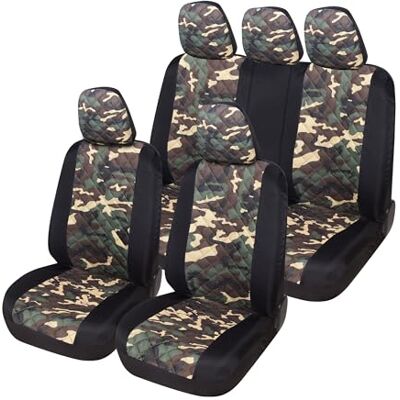 Auto Accessori Lupex A23 Universal Auto Sitzbezug Schonbezug Vorne Hinten (Komplettes Set Zweifarbig Camouflage Grün) Auto Accessori Lupex A23 Universal Auto Sitzbezug Schonbezug Vorne Hinten (Komplettes Set Zweifarbig Camouflage Grün)
