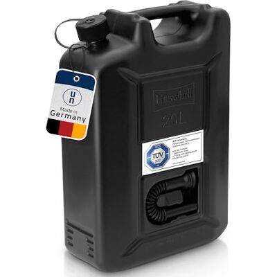 hünersdorff Kraftstoff-Kanister Profi 20L für Benzin, Diesel und andere Gefahrgüter, UN-Zulassung, Made in Germany, TÜV-geprüfte Produktion, schwarz hünersdorff Kraftstoff-Kanister Profi 20L für Benzin, Diesel und andere Gefahrgüter, UN-Zulassung, Made in Germany, TÜV-geprüfte Produktion, schwarz