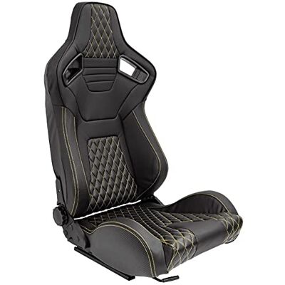 Echtes synthetisches Leder Rennsport-Sitz - Schwarz & Gelb - Sportstol Echtes synthetisches Leder Rennsport-Sitz - Schwarz & Gelb - Sportstol