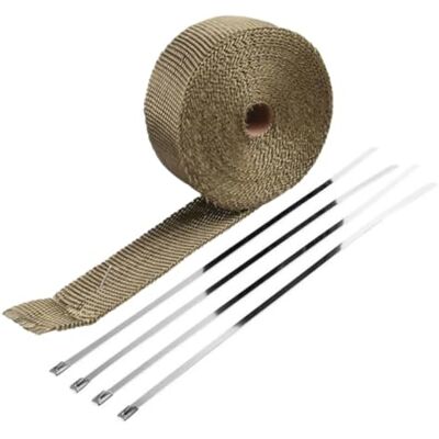 cyclingcolors Hitzeschutzband 25mm x 10M glasfaser Auspuffband mit Kabelbinder für Fächerkrümmer Thermoband Krümmerband auto motorrad moped, goldenes titan cyclingcolors Hitzeschutzband 25mm x 10M glasfaser Auspuffband mit Kabelbinder für Fächerkrümmer Thermoband Krümmerband auto motorrad moped, goldenes titan