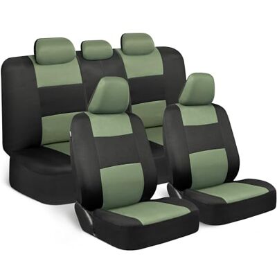 BDK PolyPro Autositzbezüge Komplettset in Grün auf Schwarz, vorne und hinten Geteilte Sitzbezüge für Autos, einfach zu installierendes Autositzbezug-Set, Autozubehör für Auto, LKW, Van, SUV Grün BDK PolyPro Autositzbezüge Komplettset in Grün auf Schwarz, vorne und hinten Geteilte Sitzbezüge für Autos, einfach zu installierendes Autositzbezug-Set, Autozubehör für Auto, LKW, Van, SUV Grün
