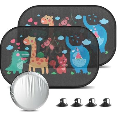 Romon Sonnenschutz Auto, 2 Stück Sonnenschutzs Fenster Baby Verdunkelung mit UV Schutz, Autofenster Seitenscheibe Sonnenblende Car Sun Protection für Kinder, 50x30cm mit niedlichen Tiermotiven Romon Sonnenschutz Auto, 2 Stück Sonnenschutzs Fenster Baby Verdunkelung mit UV Schutz, Autofenster Seitenscheibe Sonnenblende Car Sun Protection für Kinder, 50x30cm mit niedlichen Tiermotiven