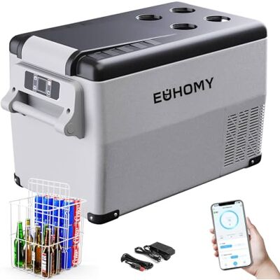 EUHOMY 30,6L Kompressor Kühlbox 12V/24V DC Kühl-Gefrier-Kombi (-20℃~20℃) mit App & LCD-Display Tragbarer Campingkühlschrank für Wohnmobil, Auto, Boot 3-Stufen-Batterieschutz (ECO/MAX), ≤45dB EUHOMY 30,6L Kompressor Kühlbox 12V/24V DC Kühl-Gefrier-Kombi (-20℃~20℃) mit App & LCD-Display Tragbarer Campingkühlschrank für Wohnmobil, Auto, Boot 3-Stufen-Batterieschutz (ECO/MAX), ≤45dB