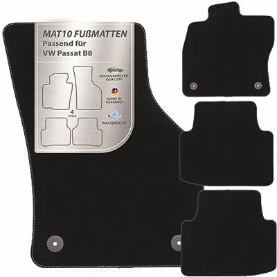 MAT10 – Auto-Fußmatten passend für VW Passat B8 (ab BJ 11/2014, Typ 3G) aus Velours 4-teiliges Automatten Set langlebige Erstausrüsterqualität, Made in Germany, Schwarz MAT10 – Auto-Fußmatten passend für VW Passat B8 (ab BJ 11/2014, Typ 3G) aus Velours 4-teiliges Automatten Set langlebige Erstausrüsterqualität, Made in Germany, Schwarz