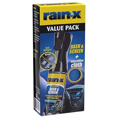 Rain-X Dash & Screen – Streifenfreier Reiniger mit Antistatik-Effekt für Kunststoff & Bildschirme + Mikrofasertuch – 300 ml Rain-X Dash & Screen – Streifenfreier Reiniger mit Antistatik-Effekt für Kunststoff & Bildschirme + Mikrofasertuch – 300 ml