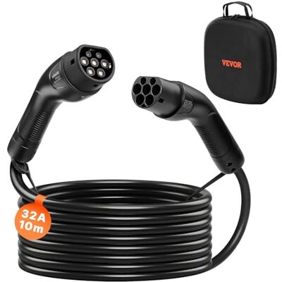 VEVOR EV Ladekabel, 32 A, 10 m, max. 22 kW, Verlängerungskabel, kompatibel mit Typ-2-Ladegeräten für Elektrofahrzeuge, 3-Phasen-Wechselstrom, 480 V, 50 Hz, IP65, Autoladekabel mit Tragetasche VEVOR EV Ladekabel, 32 A, 10 m, max. 22 kW, Verlängerungskabel, kompatibel mit Typ-2-Ladegeräten für Elektrofahrzeuge, 3-Phasen-Wechselstrom, 480 V, 50 Hz, IP65, Autoladekabel mit Tragetasche