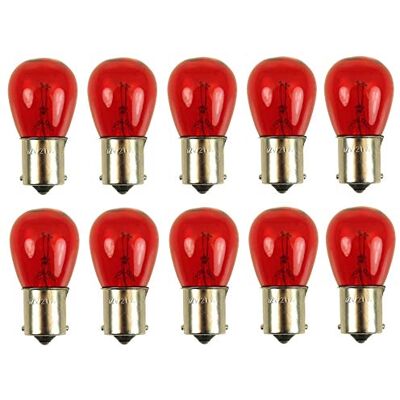 cyclingcolors Hintere Stopplampe, BA15S, 12V, 21W, Rot, Packung mit 10 cyclingcolors Hintere Stopplampe, BA15S, 12V, 21W, Rot, Packung mit 10