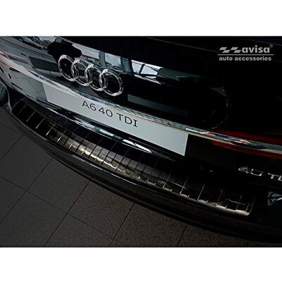 Avisa Schwarz Edelstahl Heckstoßstangenschutz kompatibel mit Audi A6 (C8) Avant 2018-2023 & Facelift 2023- 'Ribs' inkl. S-Line & Allroad Avisa Schwarz Edelstahl Heckstoßstangenschutz kompatibel mit Audi A6 (C8) Avant 2018-2023 & Facelift 2023- 'Ribs' inkl. S-Line & Allroad