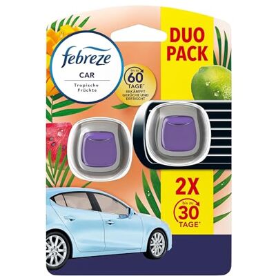 Febreze Auto Lufterfrischer Clip, 2 Stück, Tropenfrüchte, Auto Duft bekämpft Gerüche bis zu 70 Tage Febreze Auto Lufterfrischer Clip, 2 Stück, Tropenfrüchte, Auto Duft bekämpft Gerüche bis zu 70 Tage