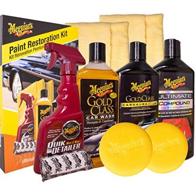 Meguiar's Brilliant Solutions Lackrestaurations-Kit Zum Auffrischen von Altem & Mattem Lack – Komplettes Auto-Wasch-, Knet-, Politur- & Wachs-Set Meguiar's Brilliant Solutions Lackrestaurations-Kit Zum Auffrischen von Altem & Mattem Lack – Komplettes Auto-Wasch-, Knet-, Politur- & Wachs-Set