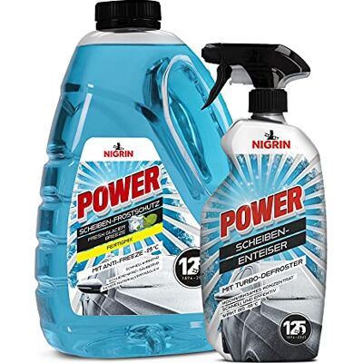 NIGRIN POWER Scheiben-Frostschutz Fertigmix 3 Liter + Icebreaker 0,75 Liter Winterbundle Reinigungszusatz für Autoscheiben & Scheinwerfer wirksam bis -25°C Scheibenenteiser Spray für klare Sicht NIGRIN POWER Scheiben-Frostschutz Fertigmix 3 Liter + Icebreaker 0,75 Liter Winterbundle Reinigungszusatz für Autoscheiben & Scheinwerfer wirksam bis -25°C Scheibenenteiser Spray für klare Sicht