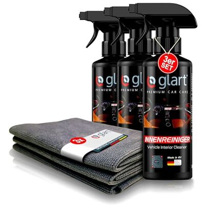 Glart 3x Auto Innenreiniger 500 ml + 3 Mikrofasertücher Fleckentferner Auto Zubehör für Pkw Cockpit, Polster, Leder, Innenraum Reiniger, Autopflege Glart 3x Auto Innenreiniger 500 ml + 3 Mikrofasertücher Fleckentferner Auto Zubehör für Pkw Cockpit, Polster, Leder, Innenraum Reiniger, Autopflege