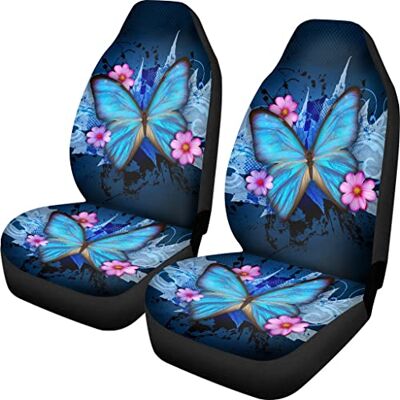 BIGCARJOB Universal Autositzbezüge im Hawaii-Stil mit Tierwolfmotiv, 2 Stück Blau 1-669FV BIGCARJOB Universal Autositzbezüge im Hawaii-Stil mit Tierwolfmotiv, 2 Stück Blau 1-669FV