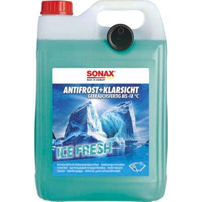 SONAX AntiFrost+KlarSicht bis -18 °C IceFresh (5 Liter) schneller, schlierenfreier & effektiver Scheibenreiniger für den Winter Art-Nr. 01335050 SONAX AntiFrost+KlarSicht bis -18 °C IceFresh (5 Liter) schneller, schlierenfreier & effektiver Scheibenreiniger für den Winter Art-Nr. 01335050