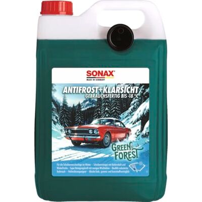 SONAX AntiFrost+KlarSicht gebrauchsfertig bis -18 °C Green Forest (5 Liter) Scheibenfrostschutz für die Scheibenwaschanlage mit Kiefernduft Art-Nr. 01385000 SONAX AntiFrost+KlarSicht gebrauchsfertig bis -18 °C Green Forest (5 Liter) Scheibenfrostschutz für die Scheibenwaschanlage mit Kiefernduft Art-Nr. 01385000