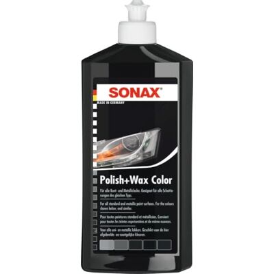 SONAX Polish+Wax Color (500 ml) moyennement abrasif à la cire de carnauba avec pigments de couleur noir Réf: 02960000-810 SONAX Polish+Wax Color (500 ml) moyennement abrasif à la cire de carnauba avec pigments de couleur noir Réf: 02960000-810